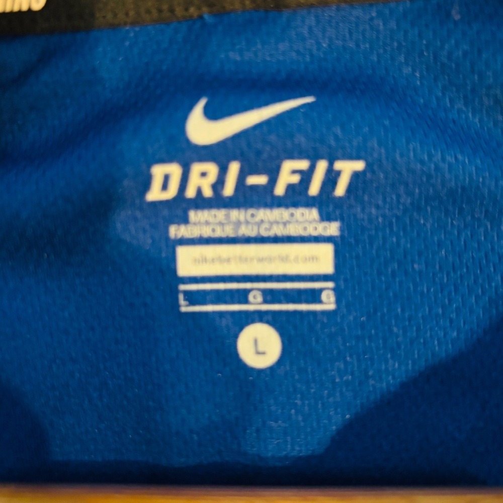 Nike Running Dri-FIT Mens Large Blue Yellow 1/4 Zip Long Sleeve Pullover 445591 - Picture 3 of 9
